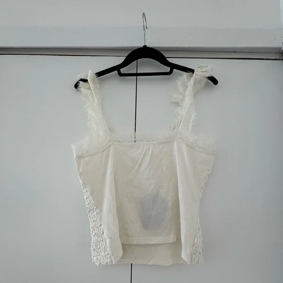 Anthropologie Forever That Girl Pearl Embellished Sleeveless top Small - Picture 4 of 8
